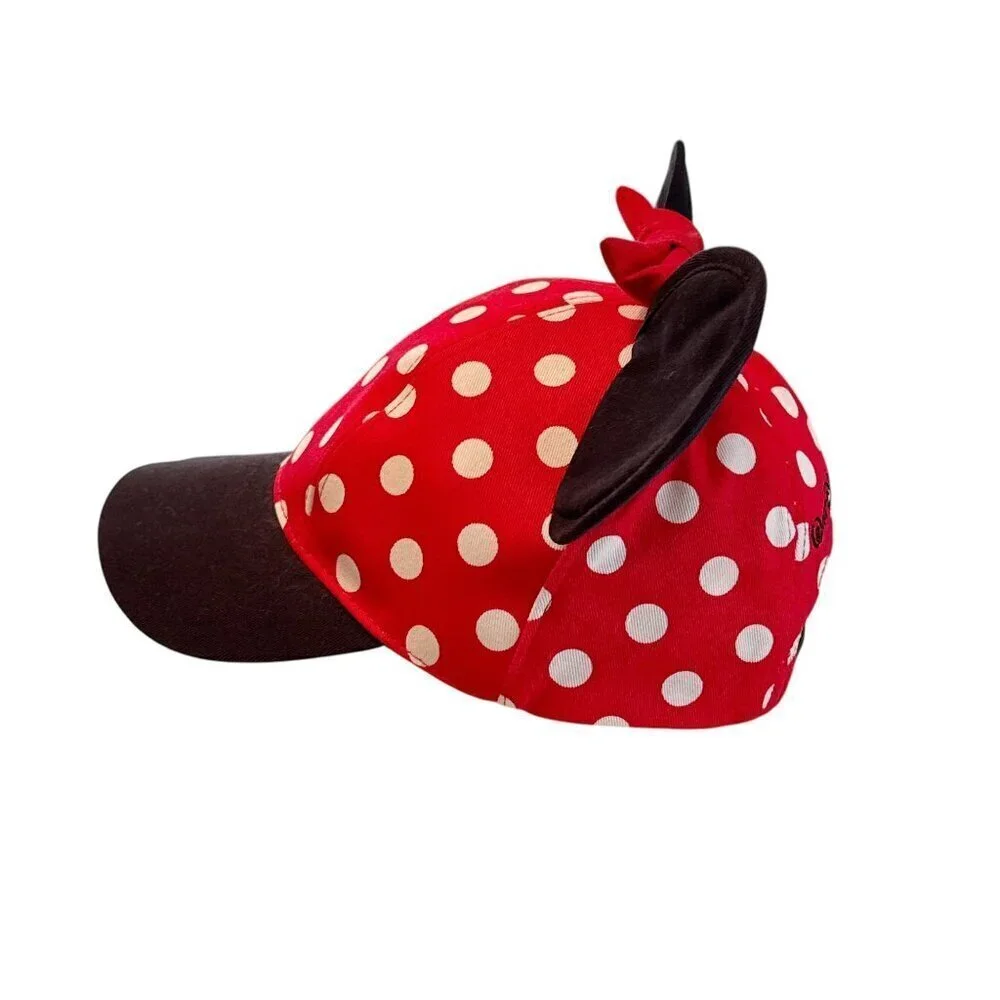 Minnie Mouse Hugs & Kisses Polka Dot Baseball Cap With Ears & Bow For Kids NWOT
